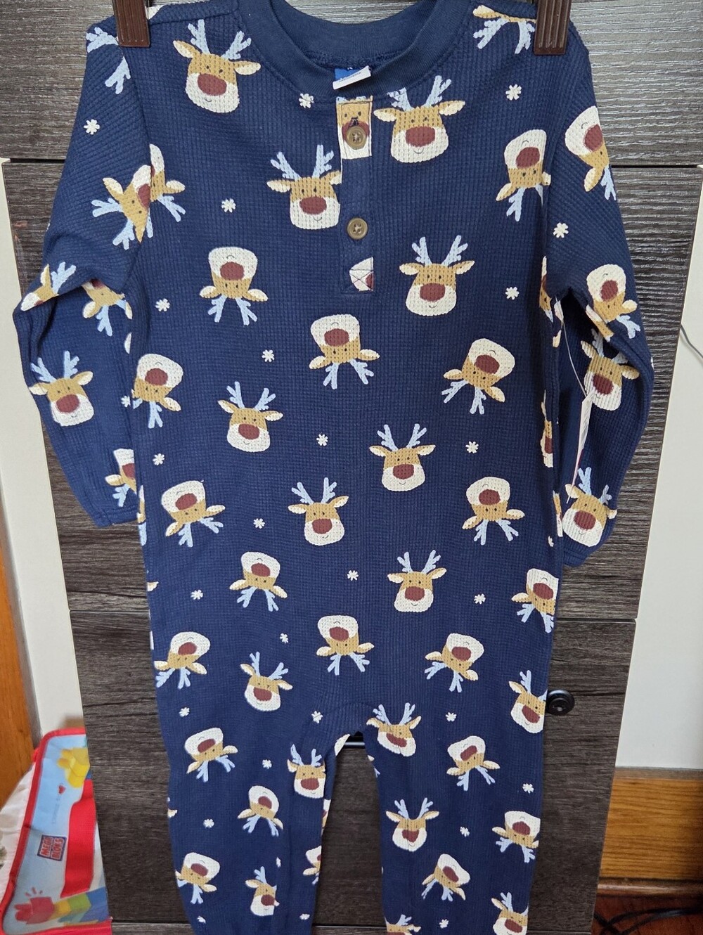 Old Navy Navy Baby Reindeer Thermal One-Piece